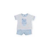 Sardon Baby Boy White and Pale Blue Scotty Dog Short Set